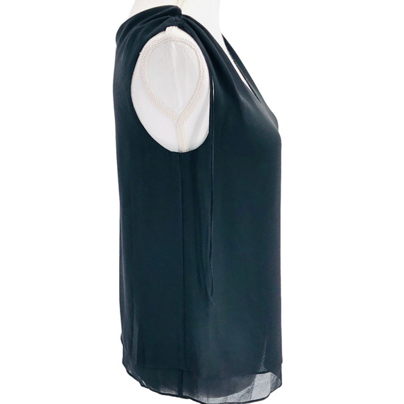 Naked Zebra NEW Womens Size Small Ruched Sleeveless Chiffon Blouse in Black - Picture 4 of 7